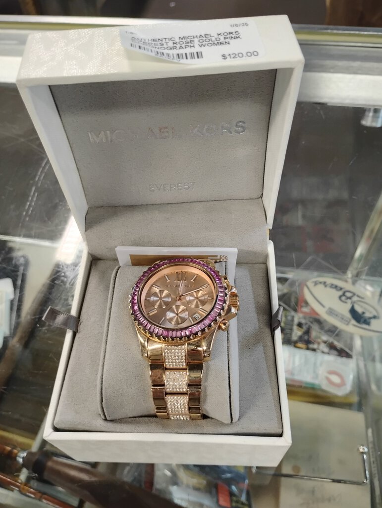 AUTHENTIC MICHAEL KORS EVEREST ROSE GOLD PINK CHRONOGRAPH WOMEN MK7211 WATCH