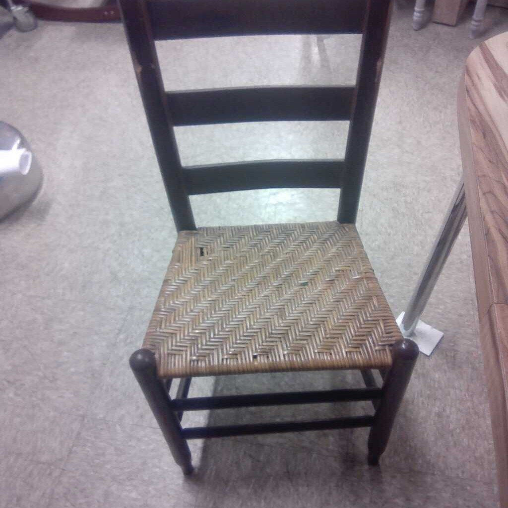 Vintage Wooden Chair with Woven Seat