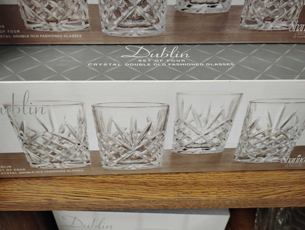 DUBLIN CRYSTAL DOUBLE OLD FASHION SET OF 4
