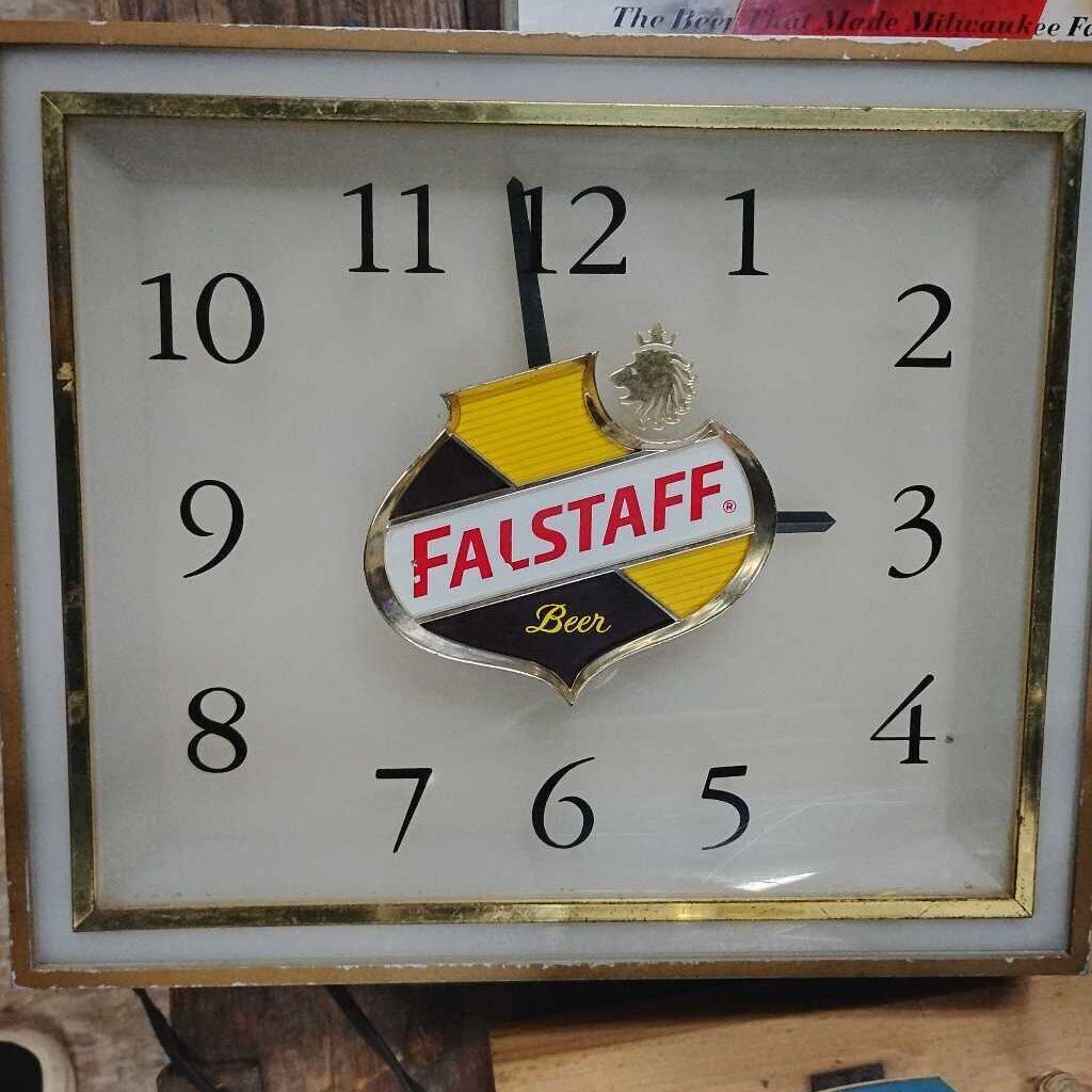 FALSTAFF CLOCK LIGHT UP BEER SIGN