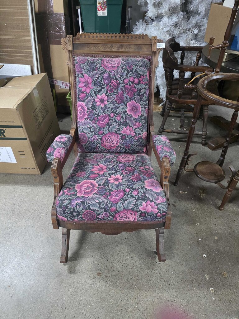 ANTIQUE EASTLAKE VICTORIAN PLATFORM ROCKING CHAIR