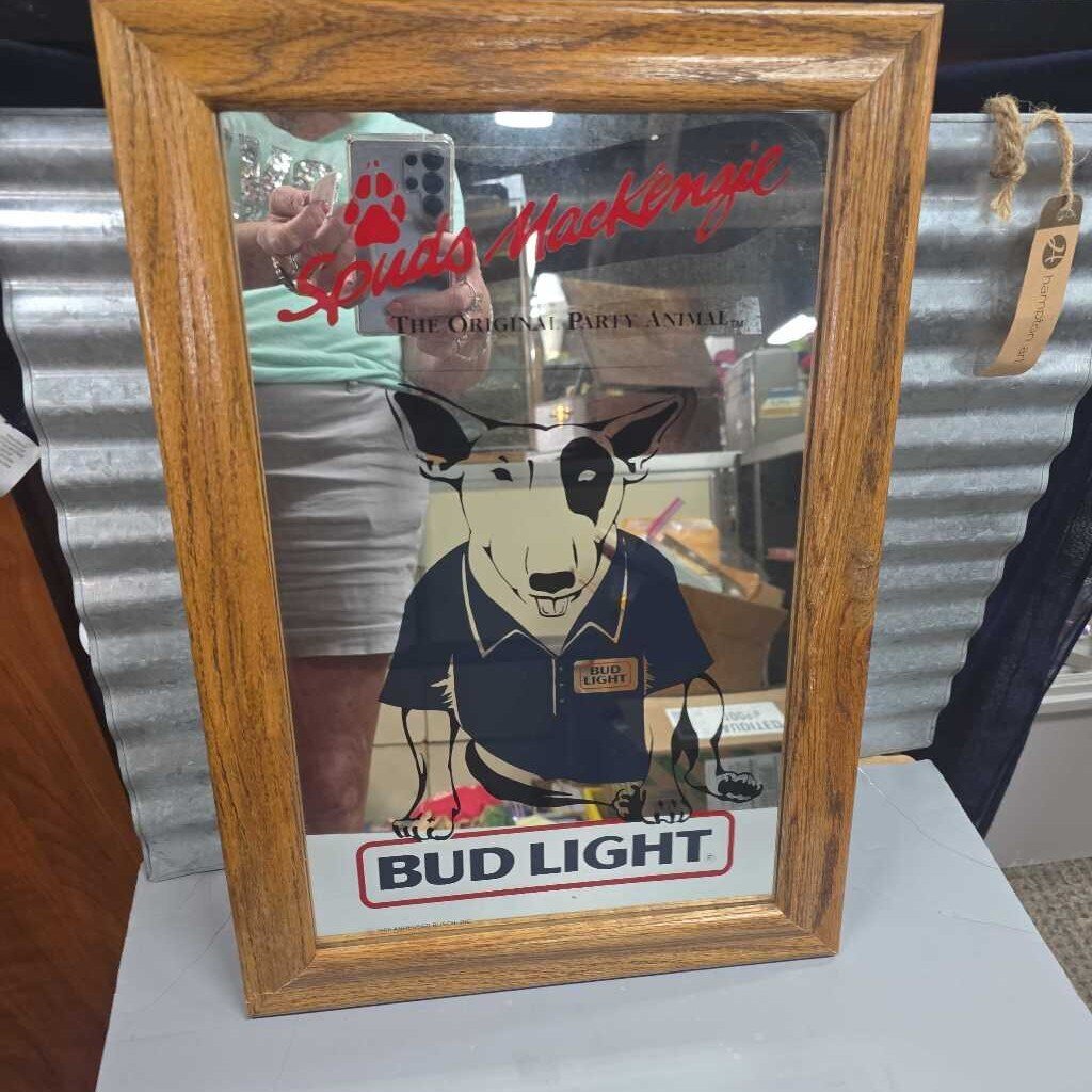 SPUDS MACKENZIE BUD LIGHT BEER MIRROR 1986