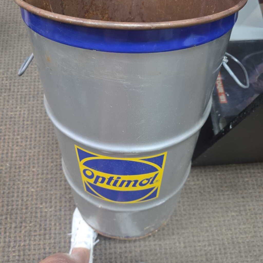 VINTAGE METAL OIL DRUM BRANDED "OPTIMOL"