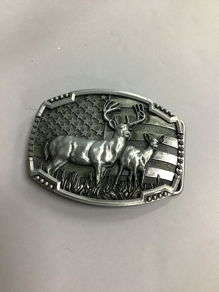 Deer and Flag Belt Buckle