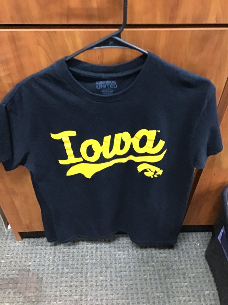 Iowa Black T-Shirt with Yellow Logo