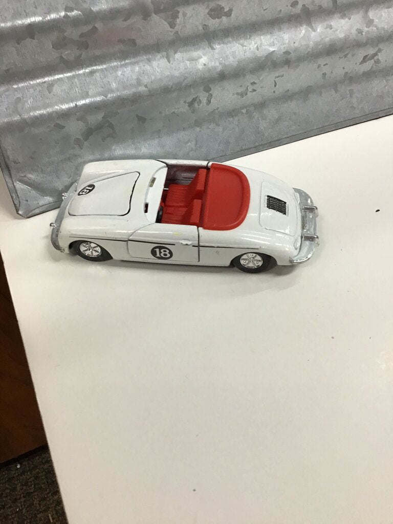 Die-Cast White Convertible Car with Red Interior