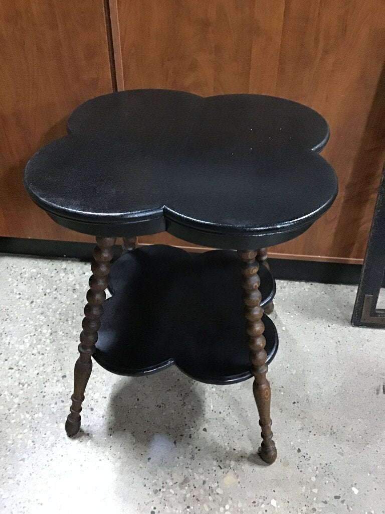 Vintage Black Clover-Shaped Side Table