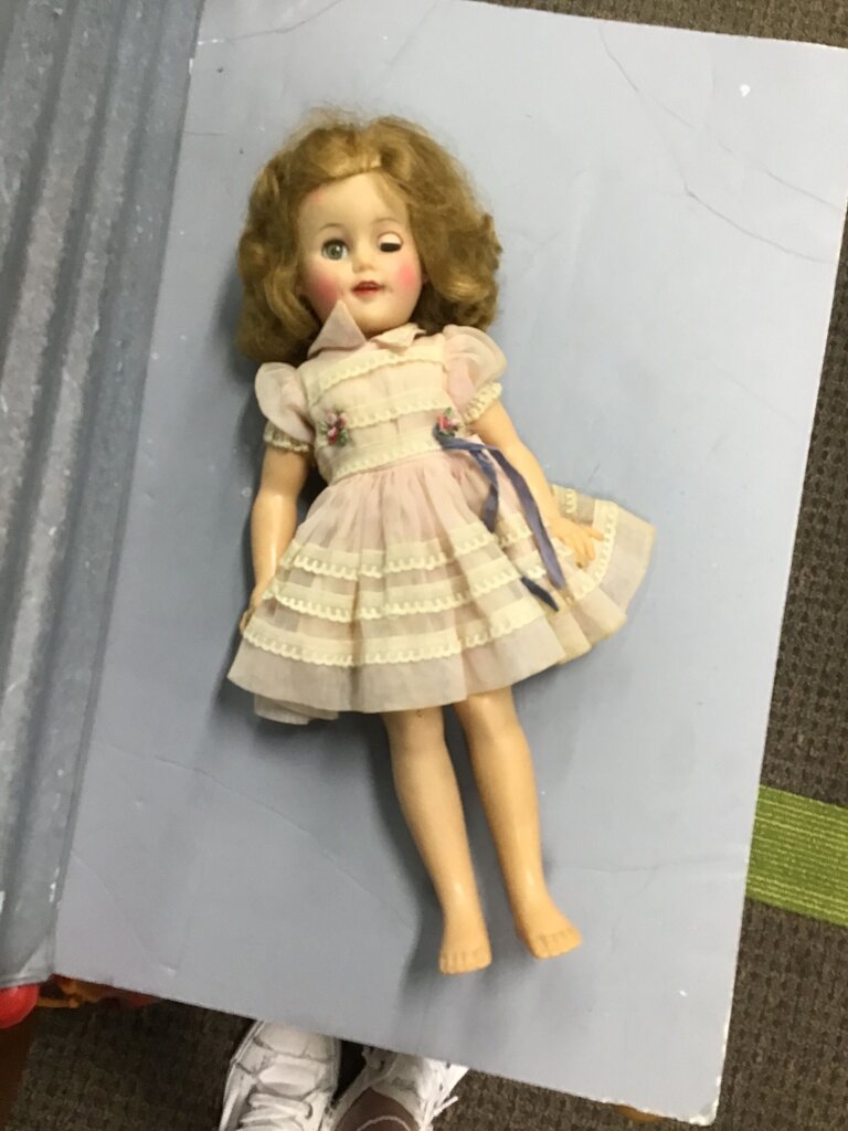 Vintage Doll with Blonde Hair and Dress
