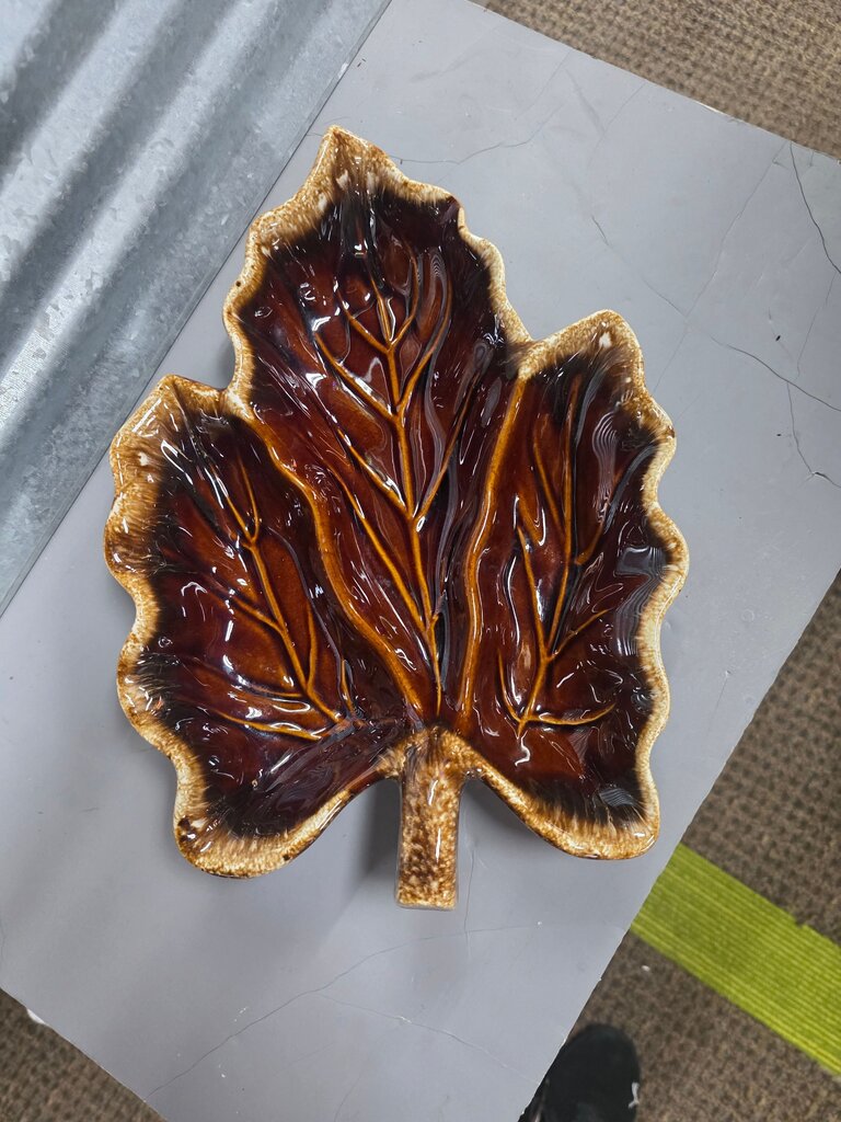 Vintage Leaf Shaped Serving Dish hull pottery