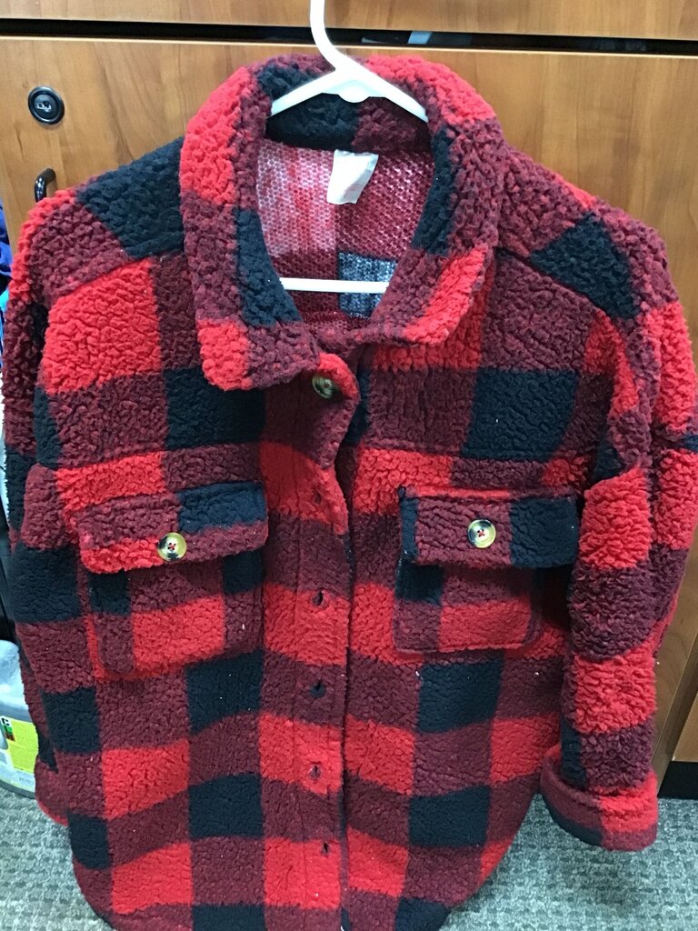 Red and Black Plaid Sherpa Jacket