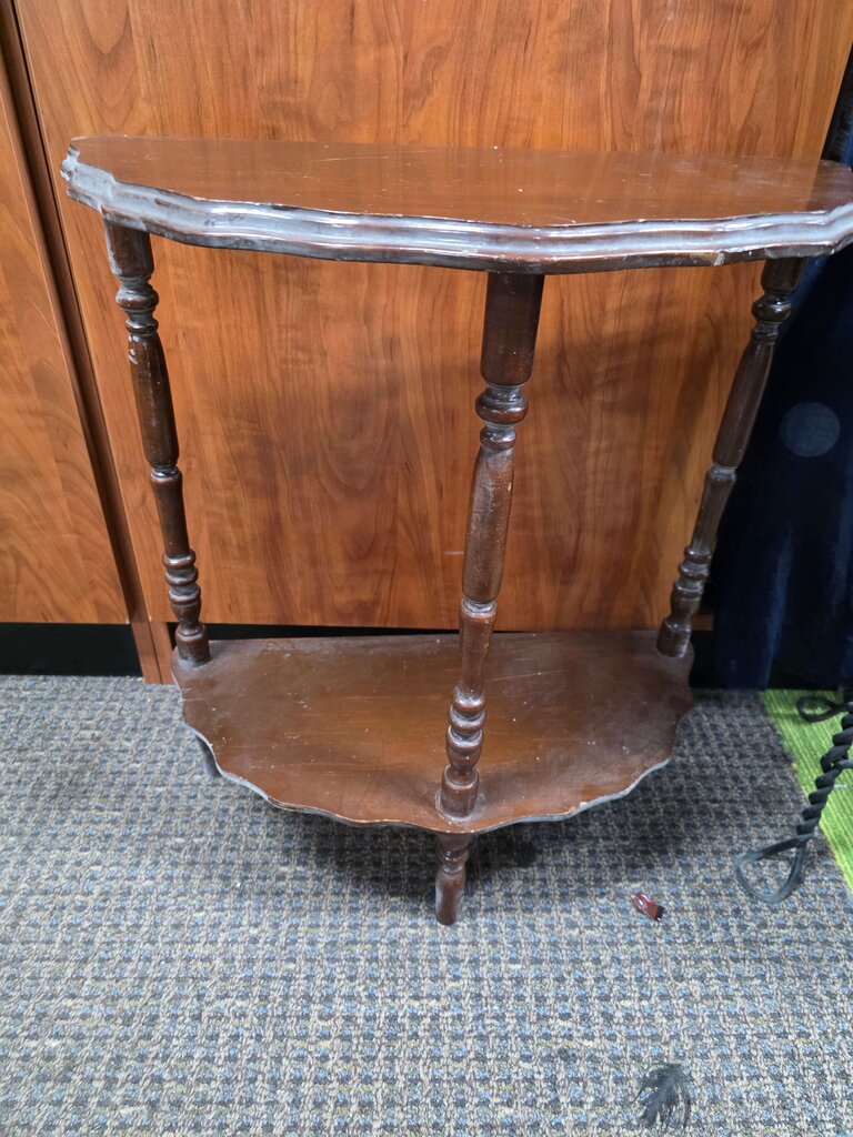 Vintage Wooden Half-Moon Console Table
