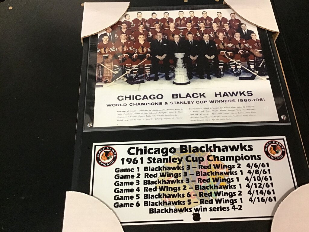 Chicago Black Hawks 1961 Stanley Cup Champions Plaque