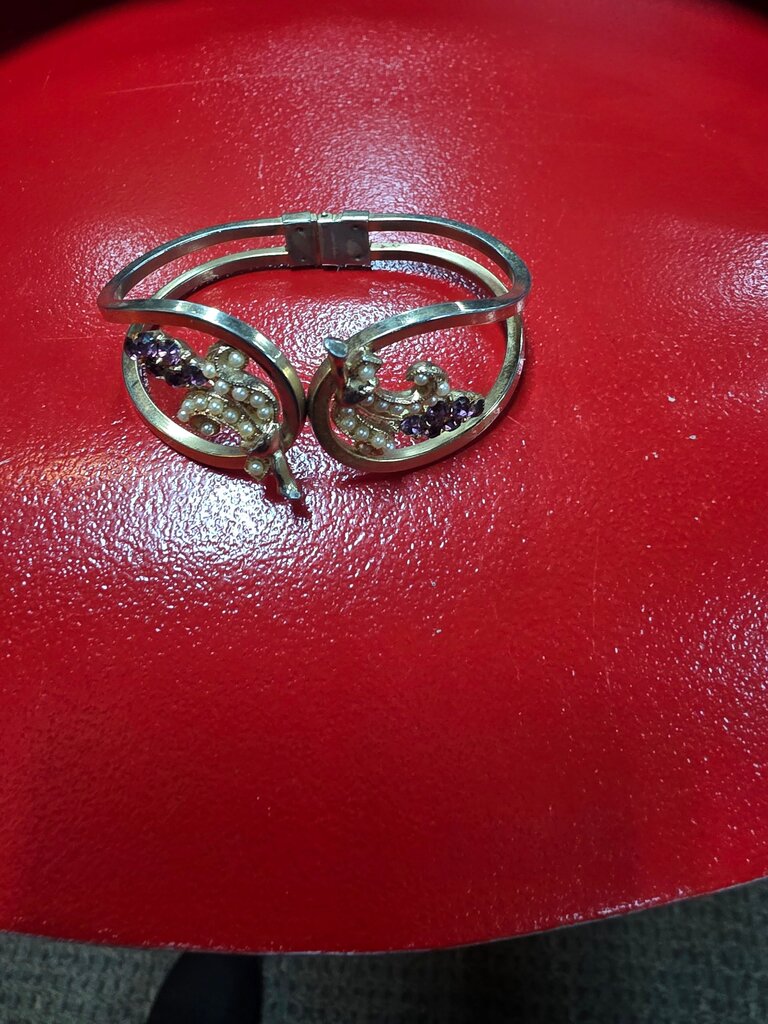 Vintage Silver and Purple Rhinestone Bracelet