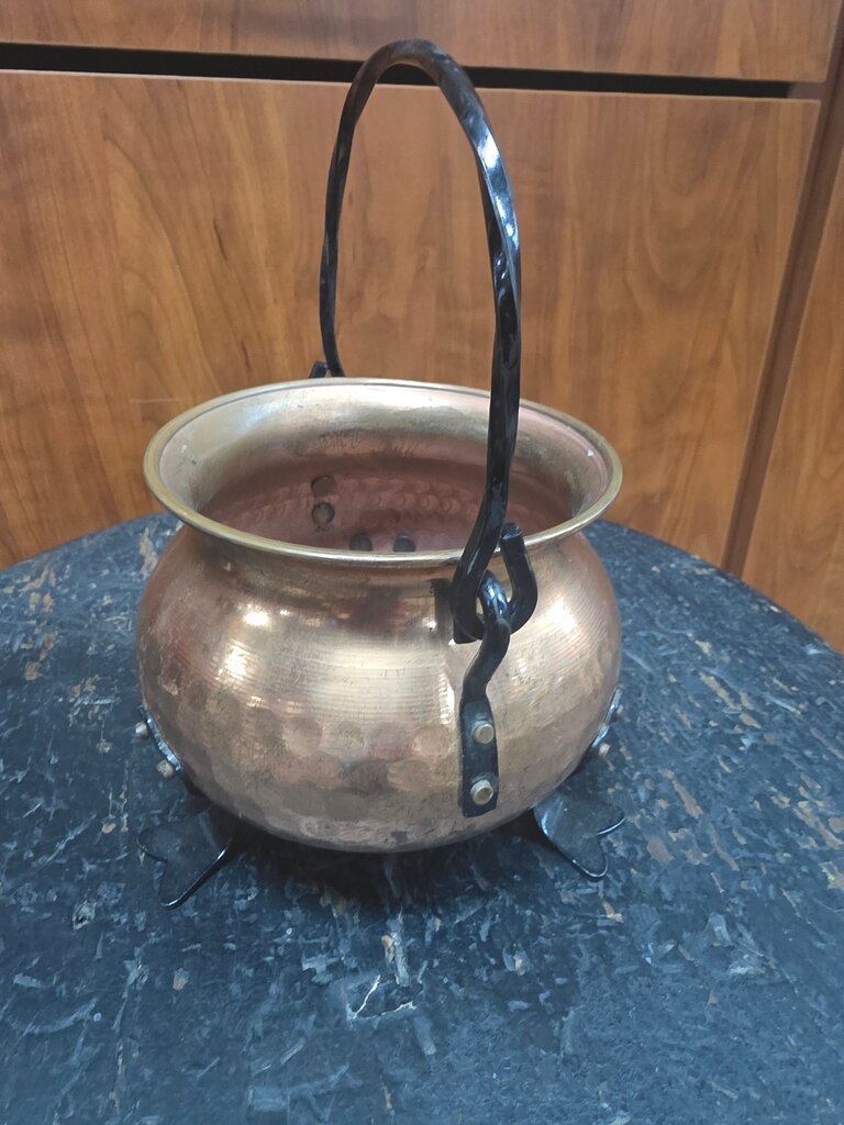 Antique Hammered Copper Kettle with Handle