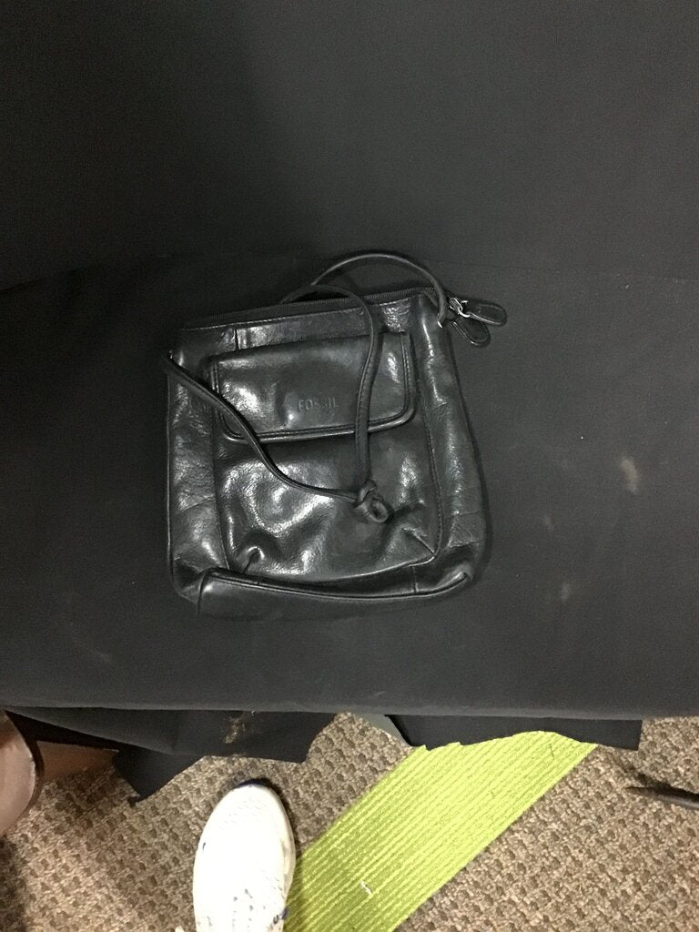 Fossil Black Leather Crossbody Bag