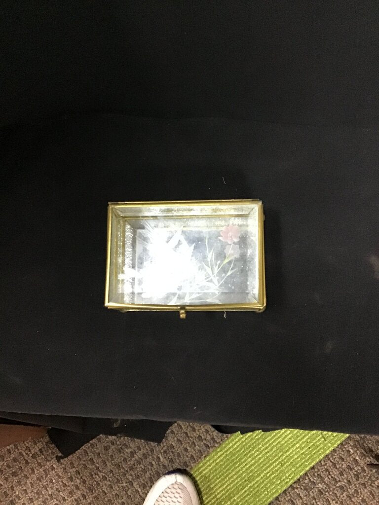 Vintage Glass Display Box with Floral Design