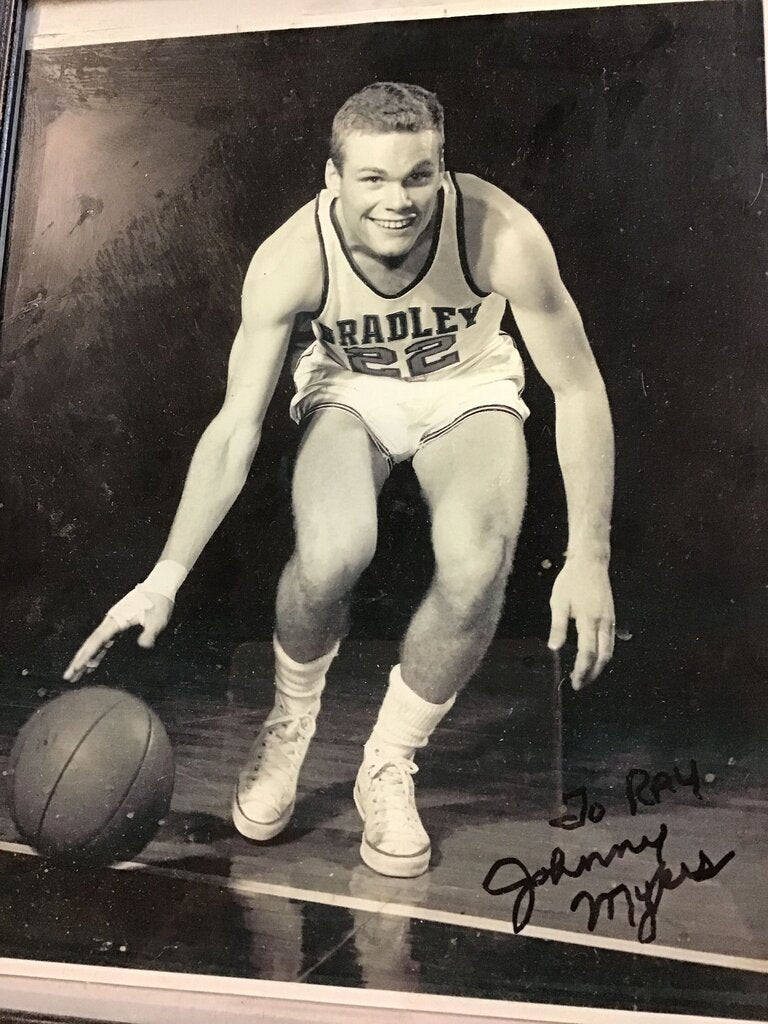 Johnny Myers Signed Bradley Basketball Photograph