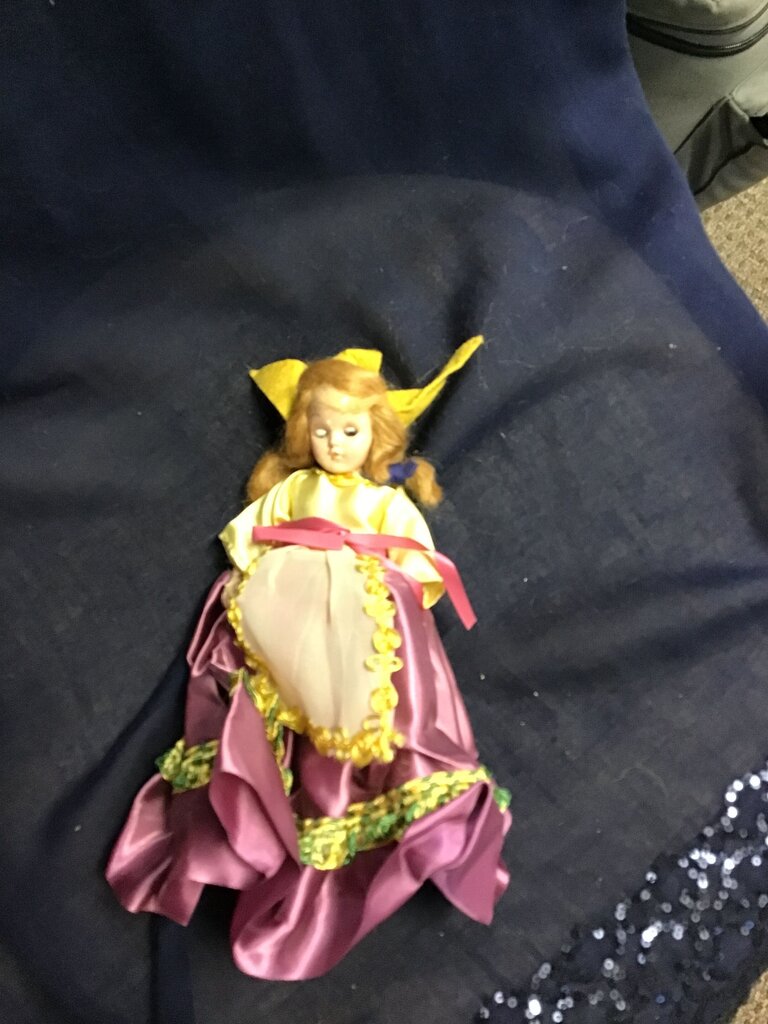 Vintage Doll with Yellow and Purple Dress