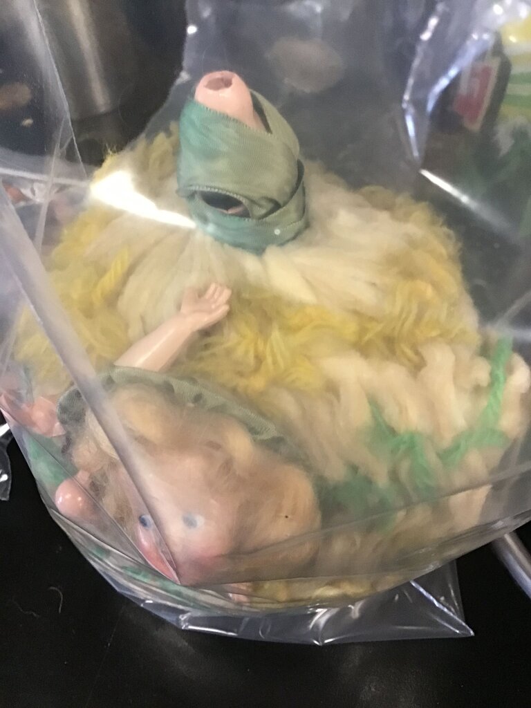 Vintage Doll with Yarn Dress