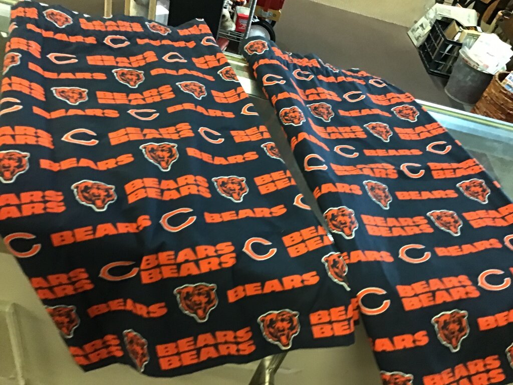 Chicago Bears themed Curtains For Mancave or Bedroom Decor 2 panel set. 54x26 ea