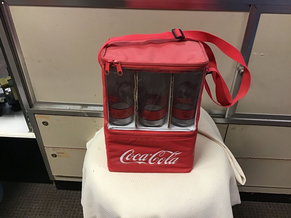 Coca-Cola Red Cooler with Glasses