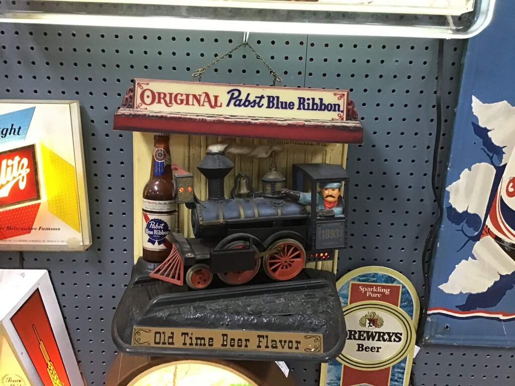 Pabst Blue Ribbon Vintage Train Sign RARE!