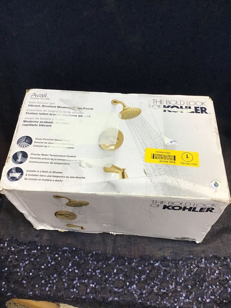 Kohler Vibrant Brushed Gold Showerhead and Bath Set