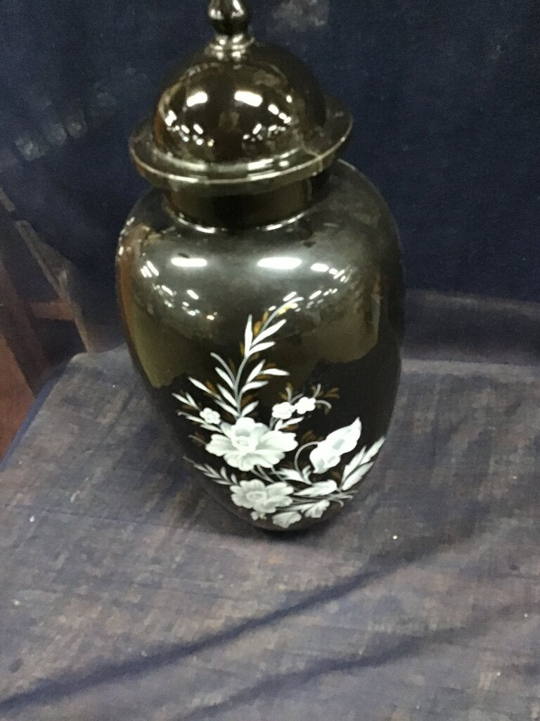 Decorative Black Floral Urn