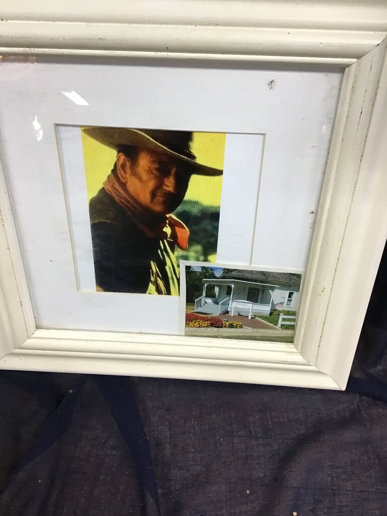 Framed Picture of John Wayne with Birthplace Card