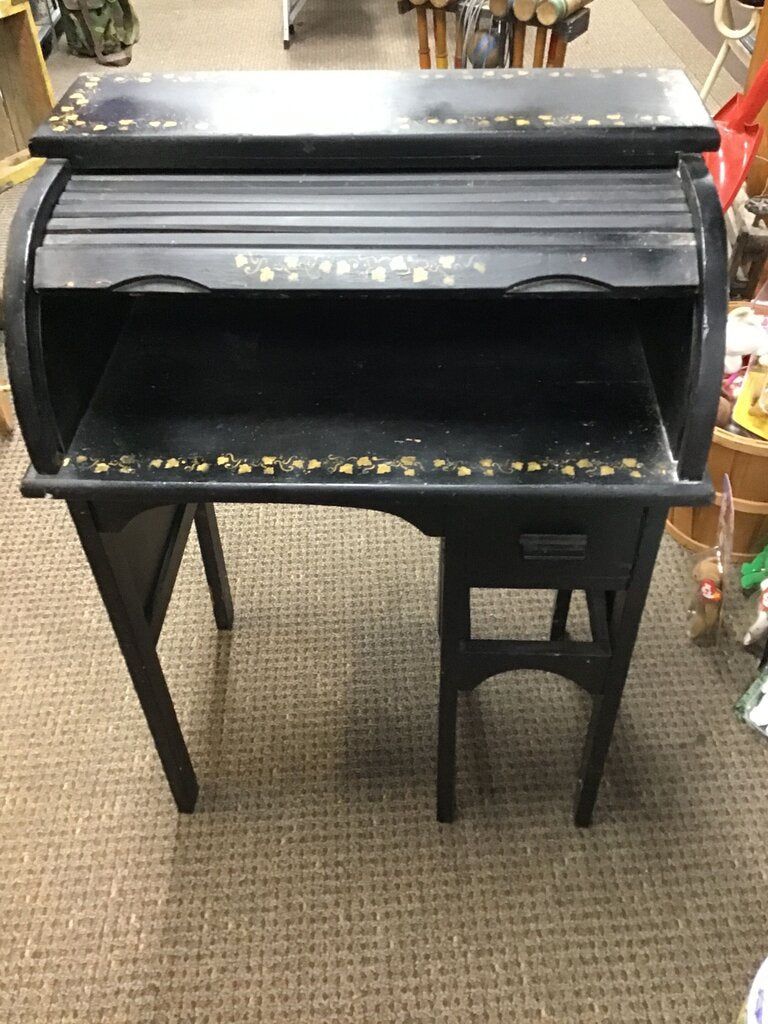 Vintage Child’s Black Roll Top Desk