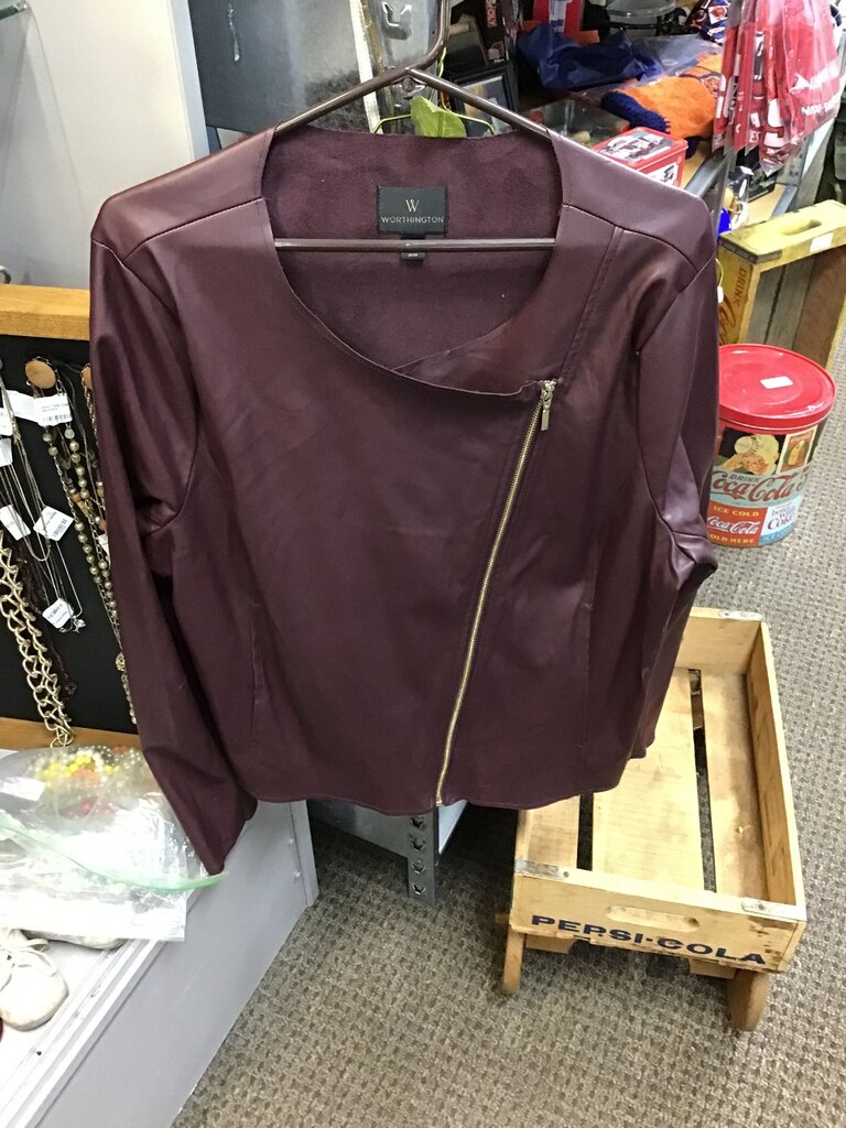 Worthington Women's Burgundy Faux Leather Jacket