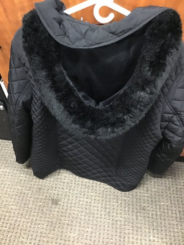 Calvin Klein Black Quilted Jacket with Removable Hood