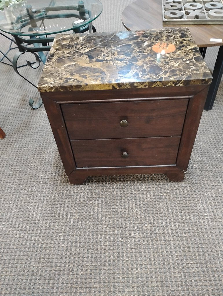 Coaster Casual Contemporary WALNUT with Marble top Nightstand