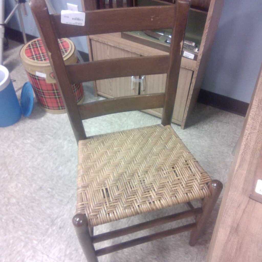 Vintage Wooden Chair with Woven Seat