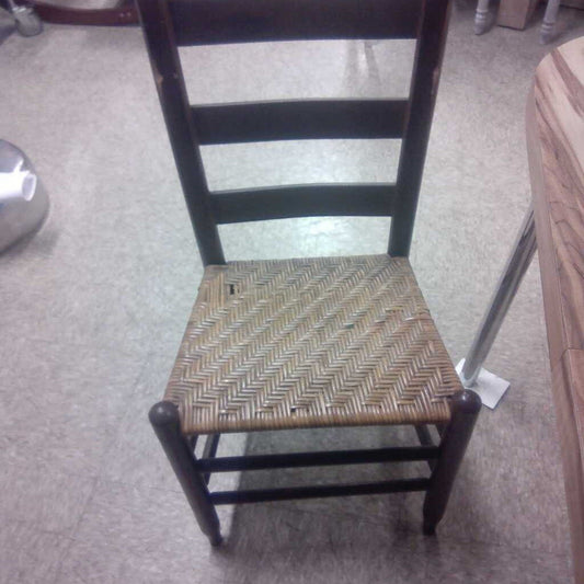 Vintage Wooden Chair with Woven Seat