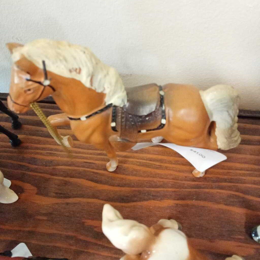 VINTAGE COPPER HORSE W/ SADDLE AND BIT