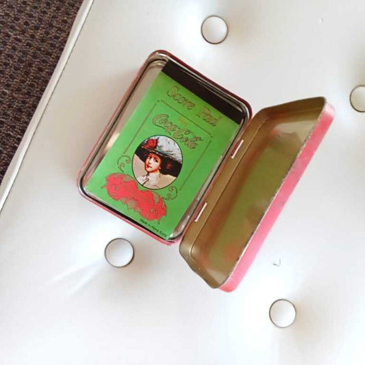 COCACOLA PLAYING CARD TIN WITH SCORE PAD