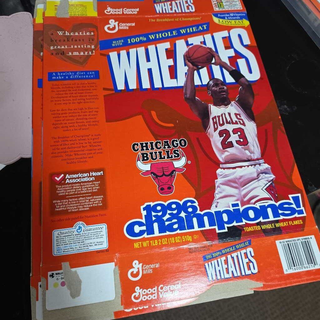 96 CHAMPIONS WHEATIES CEREAL BOX ONLY MICHAEL JORDAN
