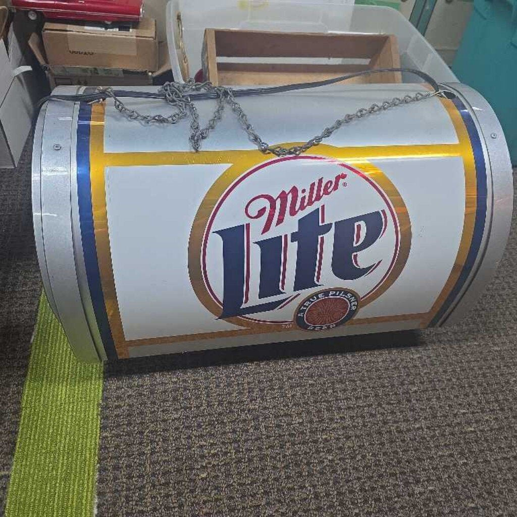 MILLER BEER SIGN HANGING LIGHTED MILLER LITE CAN