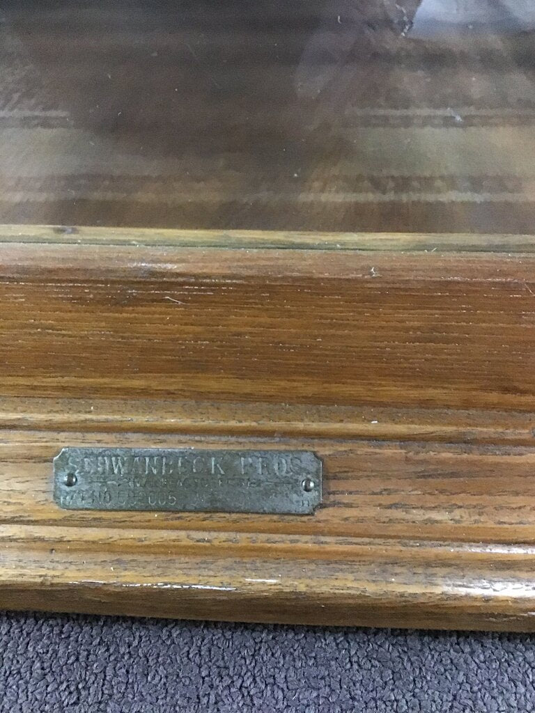 Antique oak ripe safe display case SChwanbeck bros. 1800’s