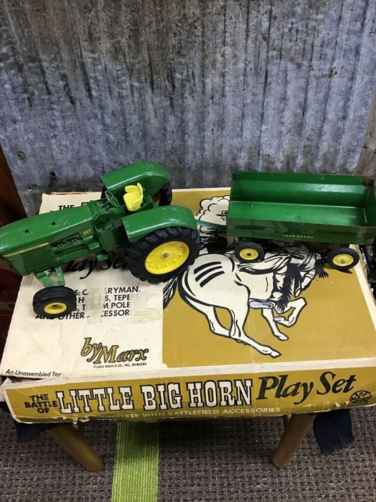 Vintage Marx John Deere Tractor and Wagon Toy Set