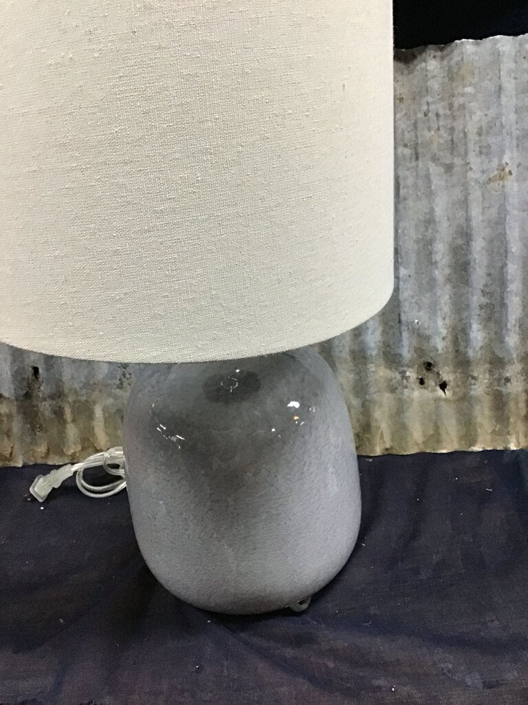 Gray Table Lamp with Cream Shade