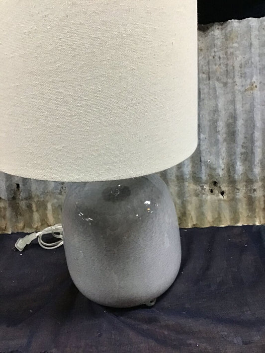 Gray Table Lamp with Cream Shade