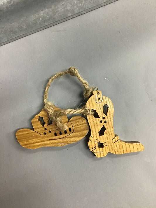 Wooden Cowboy Boot Ornaments