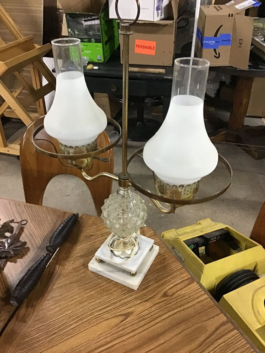 Vintage Table Lamp with Frosted Glass Shades