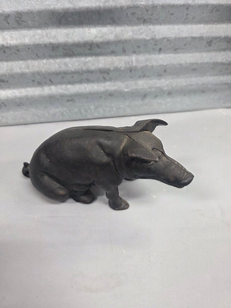 Vintage Cast Iron Sitting Pig Penny Bank
