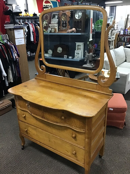 Vintage Wooden Dresser with Mirror