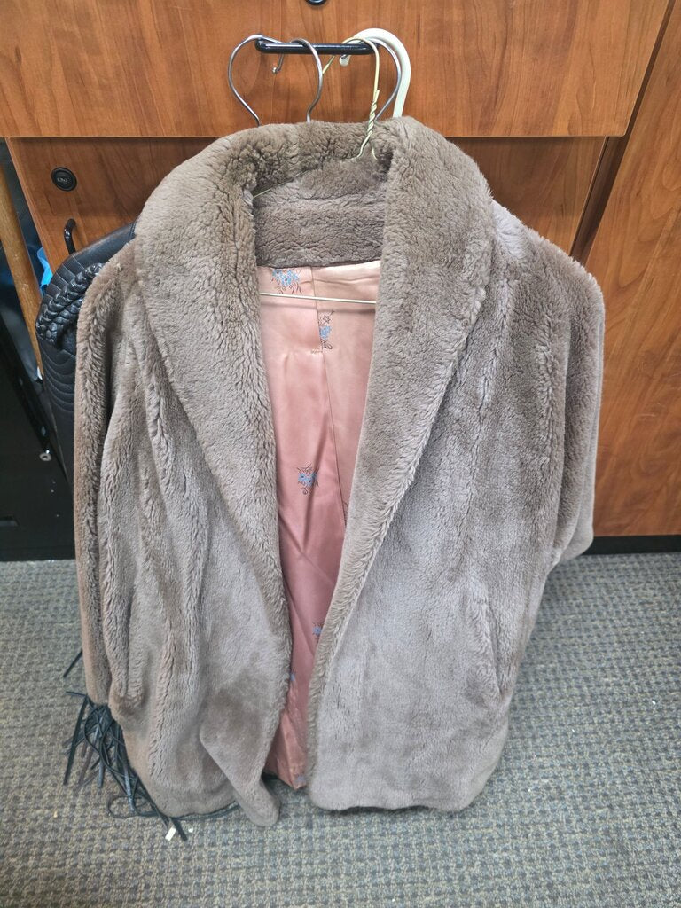 Vintage 60s Wonans Soft Brown Faux Fur Coat