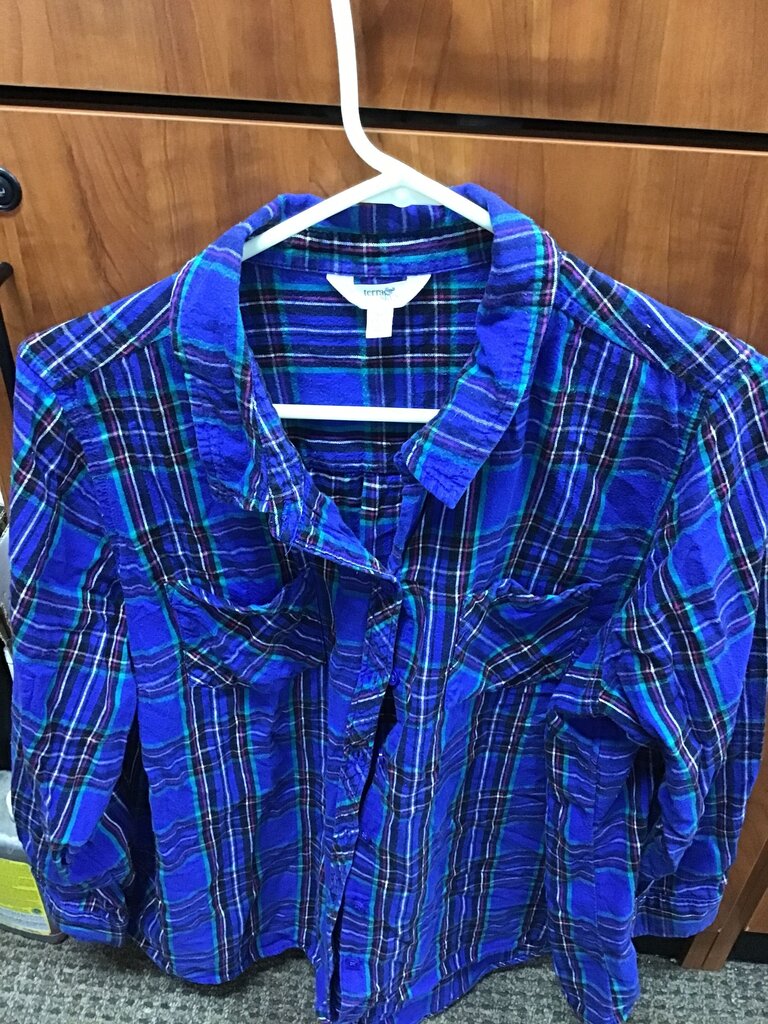 Blue Plaid Button-Up Shirt
