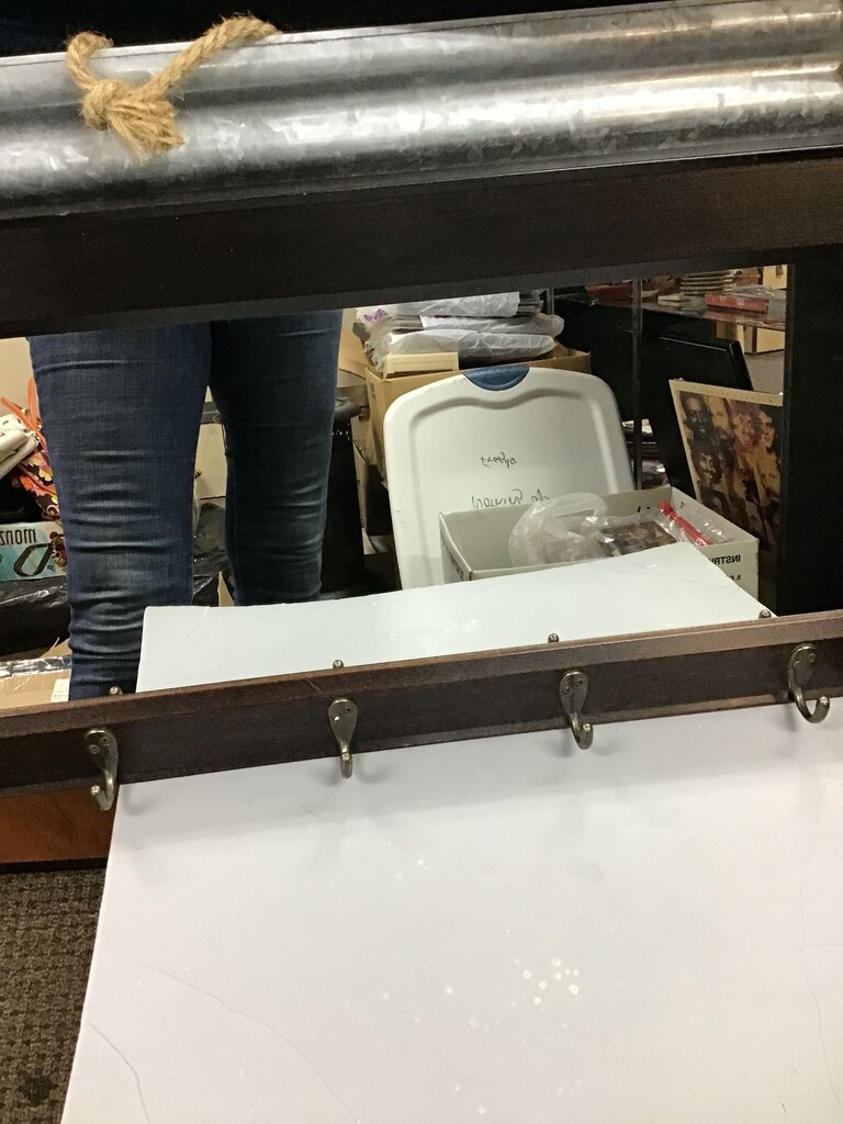 Rustic Wooden Mirror with Hooks